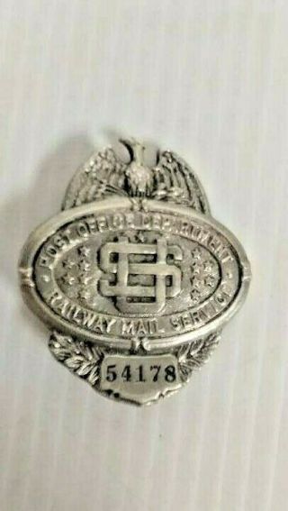 Vtg Us Post Office Railway Badge Id 54178 Mail Service Postal Railroad