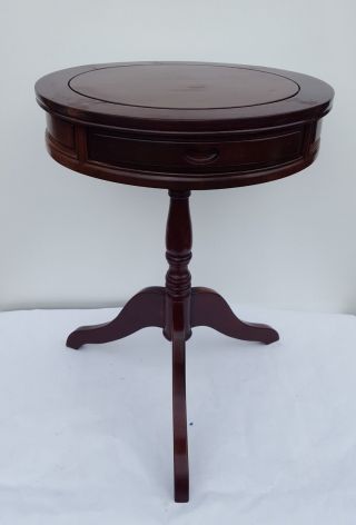 Vintage Oriental Rose Wood Round Coffee Tea Table,  Sofa Side Table 20 " D X 25 " H