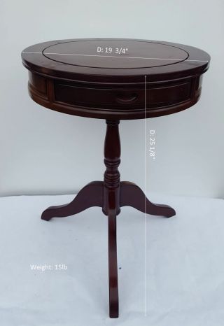 Vintage Oriental Rose Wood Round Coffee Tea Table,  Sofa Side Table 20 