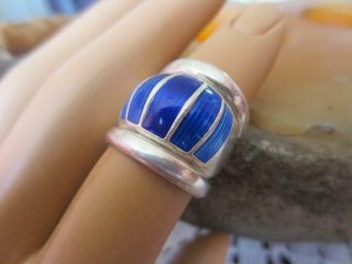 Vintage David - Andersen 925s Sterling Silver & Blue Enamel Ring R55 - 005