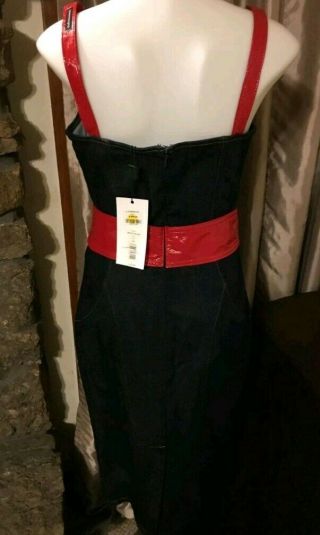 VTG D&G Dolce and Gabbana Denim Jean Dress Red Belt 0 2 4 XS S 42 IT Rare Sexy 2