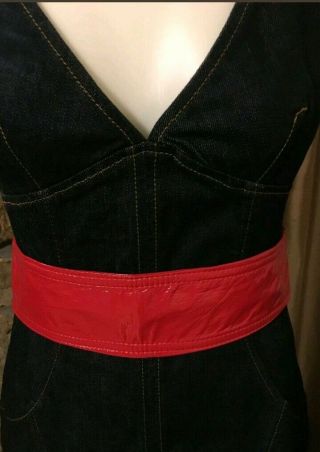 VTG D&G Dolce and Gabbana Denim Jean Dress Red Belt 0 2 4 XS S 42 IT Rare Sexy 3