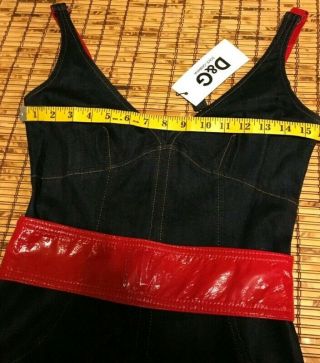 VTG D&G Dolce and Gabbana Denim Jean Dress Red Belt 0 2 4 XS S 42 IT Rare Sexy 7