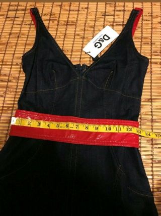 VTG D&G Dolce and Gabbana Denim Jean Dress Red Belt 0 2 4 XS S 42 IT Rare Sexy 8