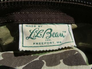 Vtg LL Bean Duffle Bag Cursive Label Talon Zip 1960 ' s Vietnam War Era Camouflage 2