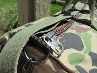 Vtg LL Bean Duffle Bag Cursive Label Talon Zip 1960 ' s Vietnam War Era Camouflage 5