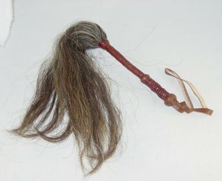 Vintage South African Horse Hair Fly Whisk Flogger With Leather Wrapped Handle