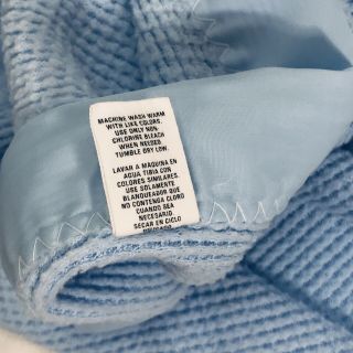 Vintage Baby Morgan Blanket Blue Thermal Waffle Weave Acrylic Trim Made In USA 6