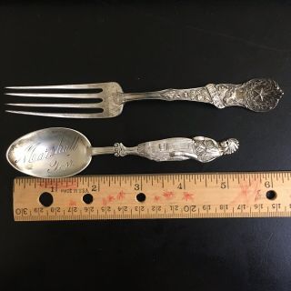 Antique,  Vintage Sterling Silver Collector Spoon And Fork - Marshall,  Tx