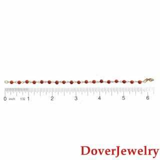 Italian Red Coral 18K Yellow Gold Beaded Link Chain Bracelet NR 3