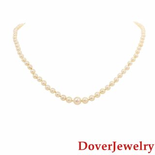 Estate Diamond Pearl 14k White Gold Graduated Necklace 10.  7 Grams Nr