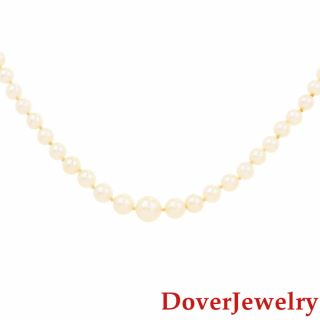 Estate Diamond Pearl 14K White Gold Graduated Necklace 10.  7 Grams NR 3