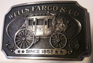 1973 Wells Fargo & Co Sterling Silver X 275 Belt Buckle Carriage Wagon 141 Gms
