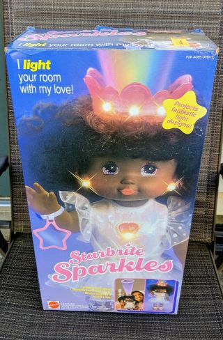 Rare 1991 Starlite Starlight Starbrite Pj Sparkles Black Doll Box 