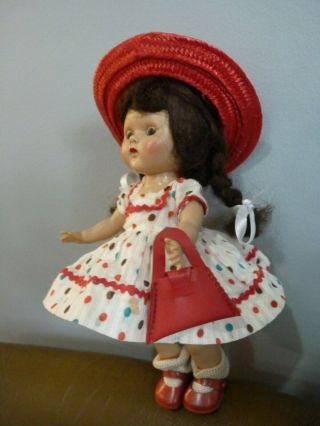 Vintage Vogue Ginny Doll Straight Leg Walker Painted Painted Lashes Old Dress