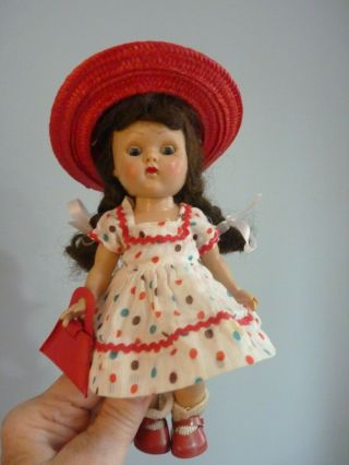 VINTAGE VOGUE GINNY DOLL STRAIGHT LEG WALKER PAINTED PAINTED LASHES OLD DRESS 2