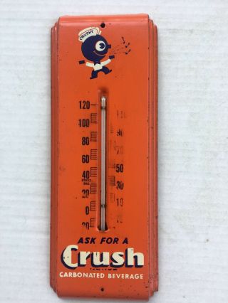 Vintage Orange Crush Soda Metal Thermometer Sign