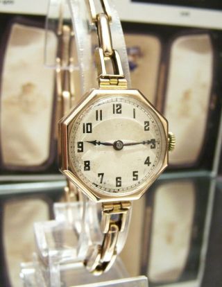 Rolex 1922 Antique Vintage Solid Gold Watch Spares / Repairs Balance Ok