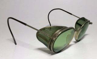 Vintage Cesco Safety Glasses Goggles Sunglasses Mid Century Green Lens Steampunk