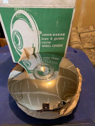 Nos Vintage John Deere Embossed Chrome Wheel Covers 12 " Lawn Garden Tractor