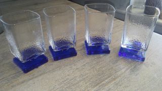 4 Bormioli Vintage Cobalt Blue Glasses