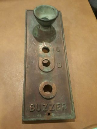 Vintage Elevator Solid Brass Call Up Down Botton Plaque Plate Cover Buzzer