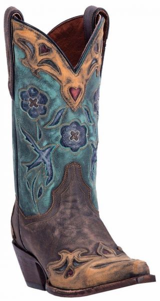 Dan Post Vintage Bluebird 01 - Dpc3151 - Bn42 Youth Chocolate - Teal Handcrafted Boots