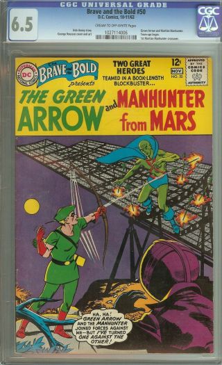 Brave And The Bold 50 Cgc 6.  5 Vintage Dc Comic Key 1st Martian Manhunter X - Over