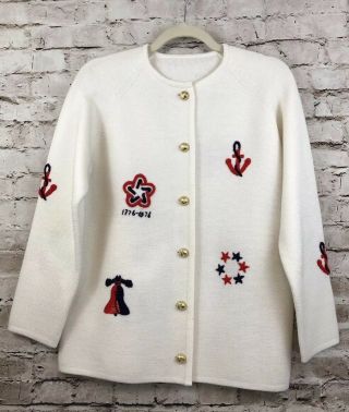 Vintage White Bicentennial 1776 - 1976 Knit Sweater 70 