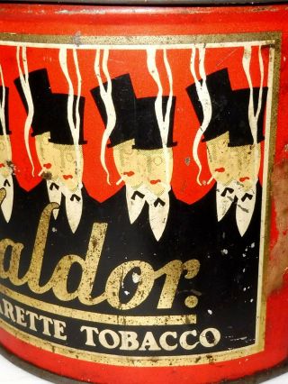 RARE 1930 ' s VALDOR CIGARETTE TOBACCO TIN CAN ART DECO CANADA TERREBONNE QUEBEC 2
