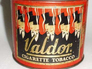 RARE 1930 ' s VALDOR CIGARETTE TOBACCO TIN CAN ART DECO CANADA TERREBONNE QUEBEC 4