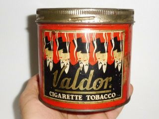 RARE 1930 ' s VALDOR CIGARETTE TOBACCO TIN CAN ART DECO CANADA TERREBONNE QUEBEC 9