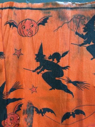 Vtg Dennison Halloween Crepe Paper Decoration Witch Black Cat Jack - O - Lantern Bat