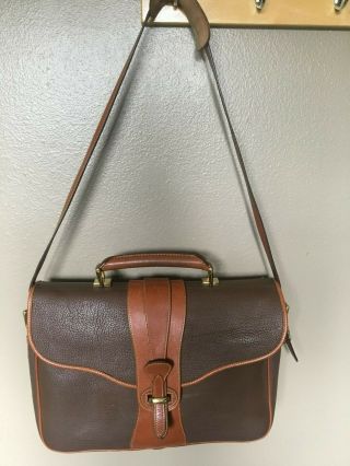 Vintage Dooney & Bourke Brown And Tan Leather Briefcase