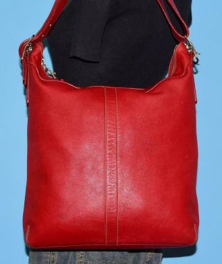 Vintage Coach Legacy Red Large Slim Leather Duffel Purse Shoulder Tote Bag 9177