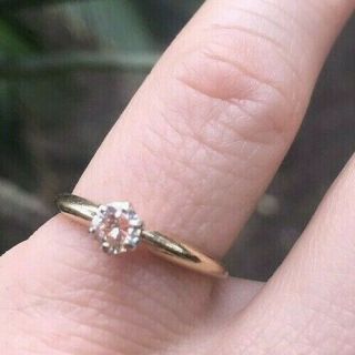 Vintage 14k Gold 1/3 Ct Solitaire Natural Diamond Engagement Ring