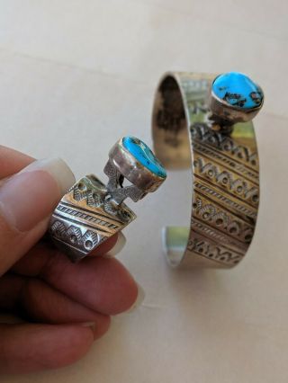 Vintage Native American Turquoise Sterling Cuff Bracelet And Ring Set