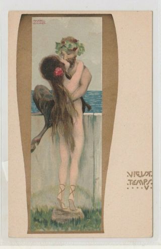 Vintage Postcard Artist Raphael Kirchner " Vieux Temps Series " 1900s