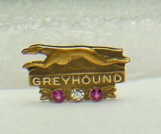 Vtg.  Greyhound Bus Co.  10k Badge Emblem Employee Service Award Tie/lapel Pin