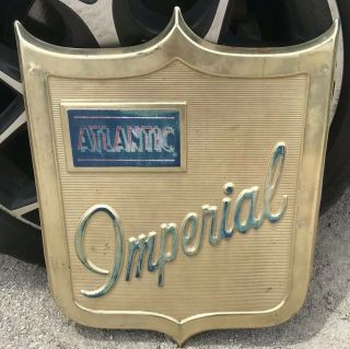 Vintage Atlantic Imperial Gasoline Metal Sign Gas Oil Rare Pump Plate?