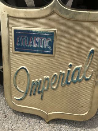 Vintage Atlantic Imperial Gasoline Metal Sign Gas Oil RARE Pump Plate? 2