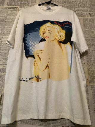 Vtg 90s Madonna Blond Ambition World Tour Pop T - Shirt