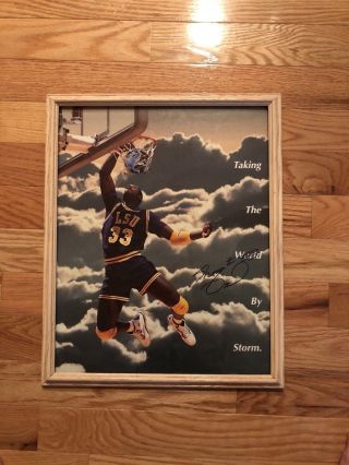 Shaquille O’neal Shaq Autographed Poster Lsu Rookie Year Vtg 90s Orlando Magic