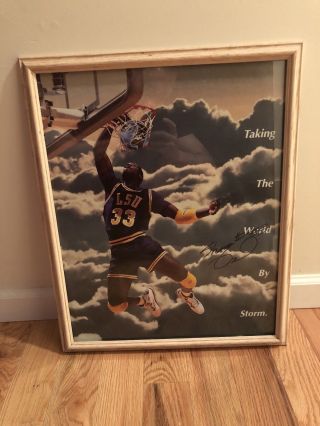 Shaquille O’Neal SHAQ Autographed Poster LSU Rookie Year Vtg 90s Orlando Magic 2