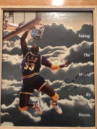 Shaquille O’Neal SHAQ Autographed Poster LSU Rookie Year Vtg 90s Orlando Magic 3