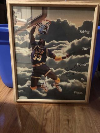 Shaquille O’Neal SHAQ Autographed Poster LSU Rookie Year Vtg 90s Orlando Magic 6