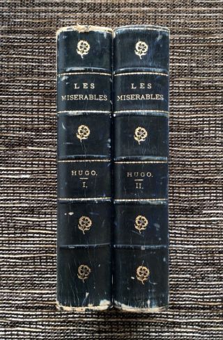 Rare 2 - Volume Vintage Les Miserables By Victor Hugo,  Henry T.  Coates,  Leather