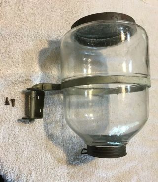 Vintage 1914 Sugar Dispenser Jar With Bracket & Lid For Hoosier/sellers Cabinet