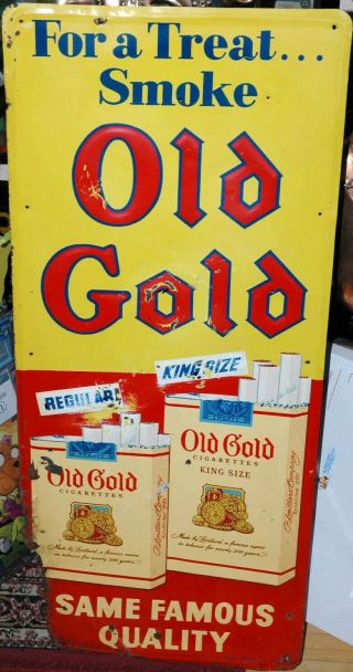 Vintage Old Gold Cigarette Tobacco Embossed Metal Sign Lorillard Usa