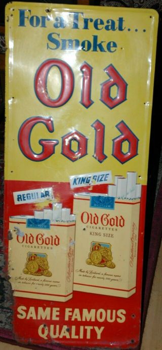 Vintage Old Gold Cigarette Tobacco Embossed Metal Sign Lorillard USA 5